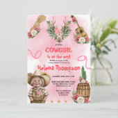 Invitation Pink Cowgirl Western Baby Shower  (Debout devant)