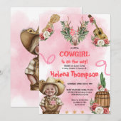 Invitation Pink Cowgirl Western Baby Shower  (Devant / Derrière)