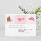 Invitation Pink Cowgirl Western fête d'anniversaire (Debout devant)