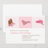 Invitation Pink Cowgirl Western fête d'anniversaire (Devant / Derrière)