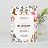 Invitation Pink Cowgirl Western Rodeo Anniversaire (Debout devant)