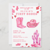 Invitation Pink Cowgirl Wild West 1er Rodeo fête d'anniversai (Devant)