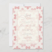 Invitation Pink Cream Daisy Flowers Retro Pattern (Devant)
