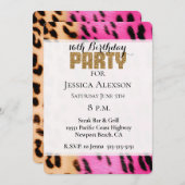 Invitation Pink Cream Leopard Gold Parties scintillant Party (Devant / Derrière)
