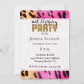 Invitation Pink Cream Leopard Gold Parties scintillant Party (Devant)