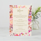 Invitation Pink Cream Watercolor Floral Custom Wedding Menu (Debout devant)