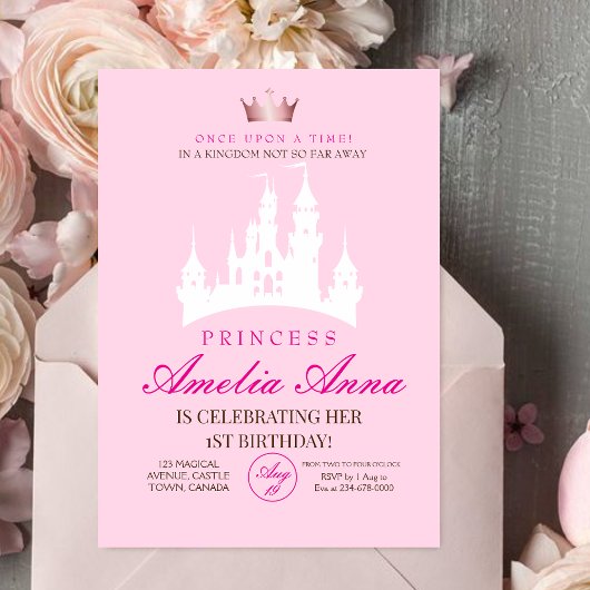 Invitation Pink Crow Princess 1st Birthday Party
