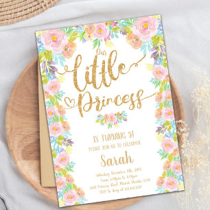 Invitation Pink Crown Fairytale Thème pour les filles