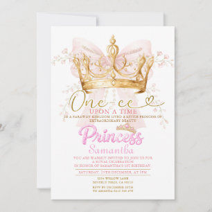 Invitation PINK CROWN Princess Une fois dans la vi