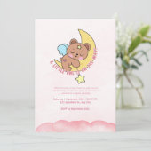 Invitation Pink Cube bear Baby shower d'aquarelle (Debout devant)