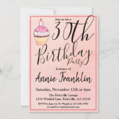Invitation Pink Cupcake 30e fête d'anniversaire (Devant)