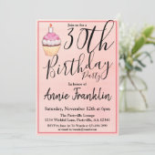 Invitation Pink Cupcake 30e fête d'anniversaire (Debout devant)