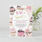 Invitation Pink Cupcake Love is Sweet Fête des mariées (Debout devant)