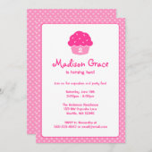 Invitation Pink Cupcake Polka Dot Anniversaire (Devant / Derrière)