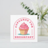 Invitation Pink Cupcakes Anniversaire Brunch ou petit déjeune (Debout devant)