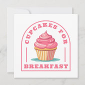Invitation Pink Cupcakes Anniversaire Brunch ou petit déjeune (Devant)