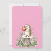 Invitation Pink Cute Adorable Hedgehogs Hearts Birthday (Dos)