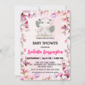 Invitation Pink Cute bébé hippo fleur baby shower fleuri enfa (Devant)