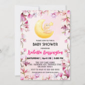 Invitation Pink Cute lapin fleurs baby shower enfants (Devant)