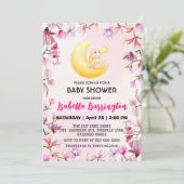 Invitation Pink Cute lapin fleurs baby shower enfants (Debout devant)