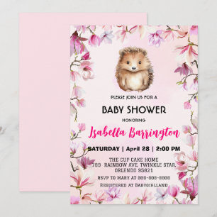 Invitation Pink Cute porc-épic fleurs baby shower enfants
