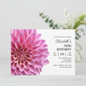 Invitation Pink Dahlia Floral Greenery 70e anniversaire (Debout devant)