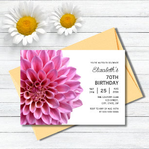 Invitation Pink Dahlia Floral Greenery 70e anniversaire