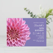 Invitation Pink Dahlia Lavande Florale Purple 50e anniversair (Debout devant)