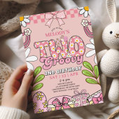 Invitation Pink Daisy 2nd Birthday Retro Birthday