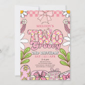 Invitation Pink Daisy 2nd Birthday Retro Birthday (Devant)