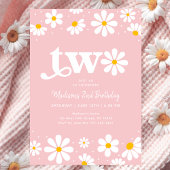 Invitation Pink Daisy Boho Deuxième anniversaire