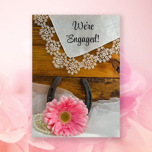 Invitation Pink Daisy et Lace Western Engagement Party
