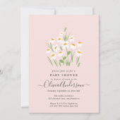 Invitation Pink daisy floral élégant beautiful baby (Devant)