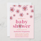 Invitation Pink Daisy Flower Girl Baby Shower (Devant)