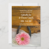 Invitation Pink Daisy Horseshoe Grange Mariage Enregistrer la (Devant)