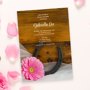 Invitation Pink Daisy Horseshoe Pays Fête des mariées occiden