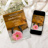 Invitation Pink Daisy Horseshoe Western Engagement Party