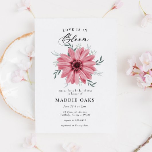 Invitation Pink Daisy "Love is in Bloom" Bridal Shower
