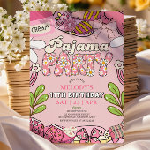 Invitation Pink Daisy Pajama Party Birthday 