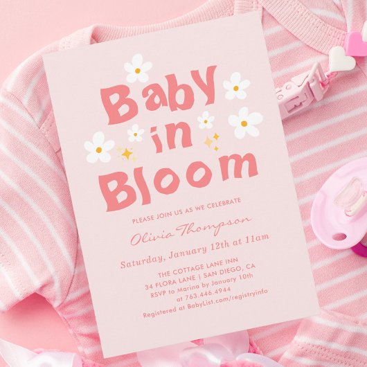 Invitation Pink Daisy Spring Baby Dans Le Baby shower En Fleu