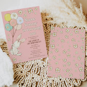 Invitation Pink Daisy Un Lapin Tourne Un 1Er Anniversaire
