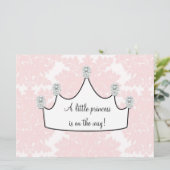 Invitation Pink Damask Princess Baby Girl Douche (Debout devant)