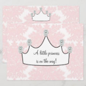 Invitation Pink Damask Princess Baby Girl Douche (Devant / Derrière)