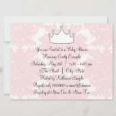 Invitation Pink Damask Princess Baby Girl Douche (Dos)
