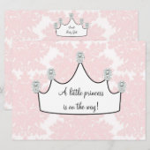 Invitation Pink Damask Princess Baby Girl Douche (Devant / Derrière)
