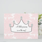 Invitation Pink Damask Princess Baby Girl Douche (Debout devant)