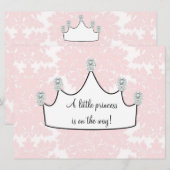 Invitation Pink Damask Princess Baby Girl Douche (Devant / Derrière)
