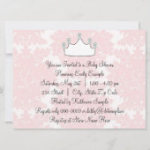 Invitation Pink Damask Princess Baby Girl Douche (Dos)