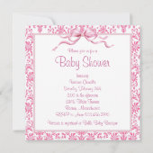 Invitation Pink Damask Satin Booties Baby Girl Douche (Dos)