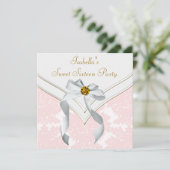 Invitation Pink Damask Sweet 16 Party (Debout devant)